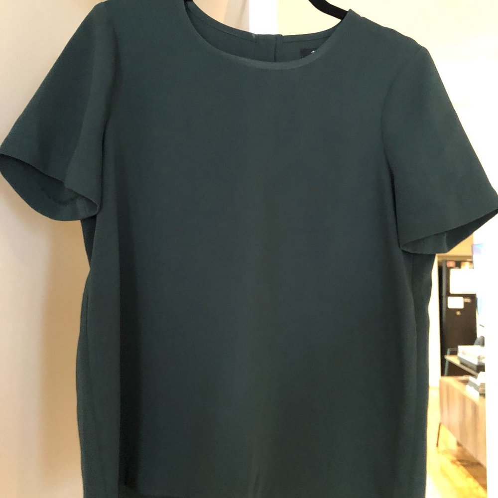 Dark Green Short Sleeve Blouse
